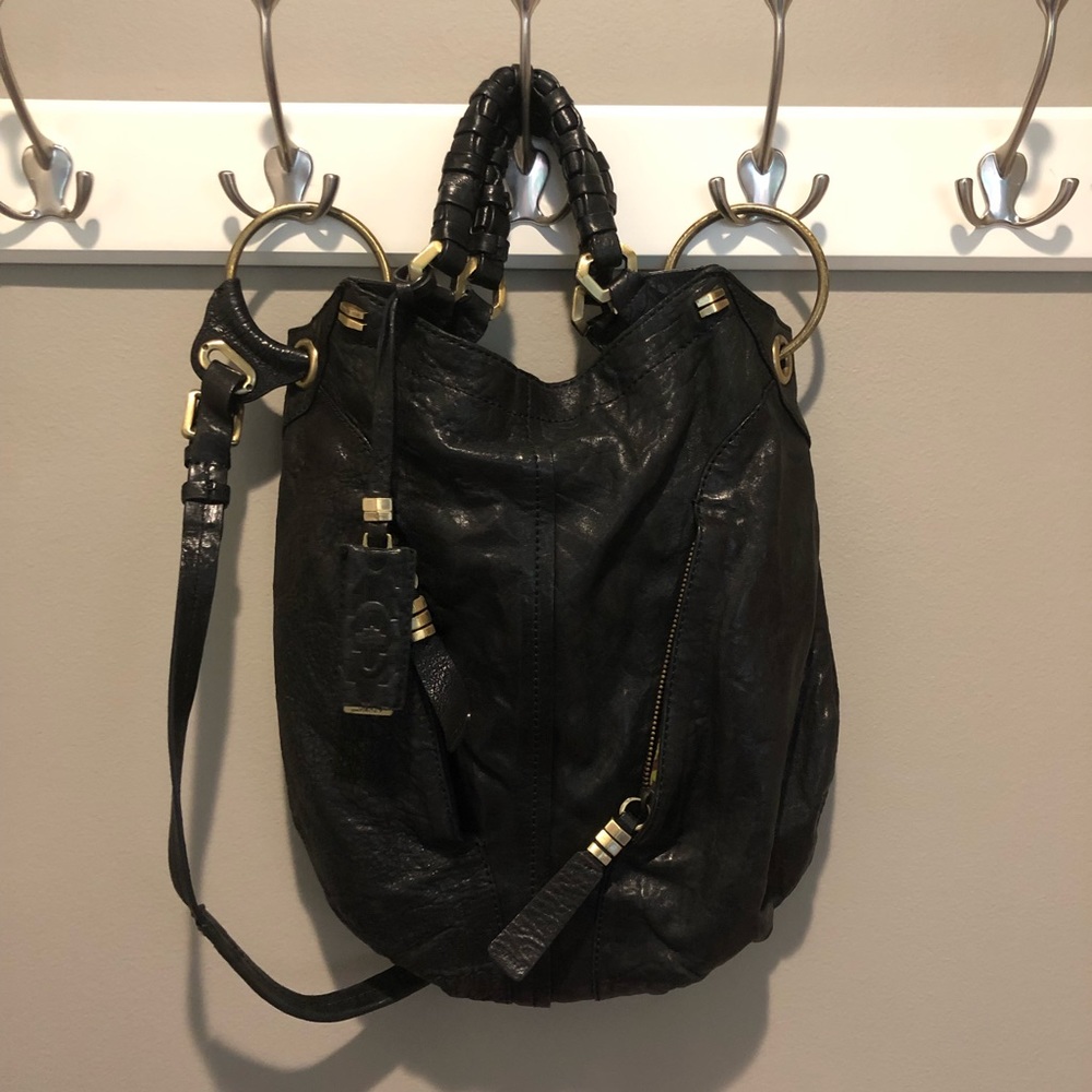 OrYANY Gwen Pebbled Leather Hobo Black